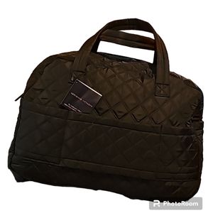 ADRIENNE VITTADINI QUILTED NYLON DUFFEL BAG w/ LUGGAGE TAG
